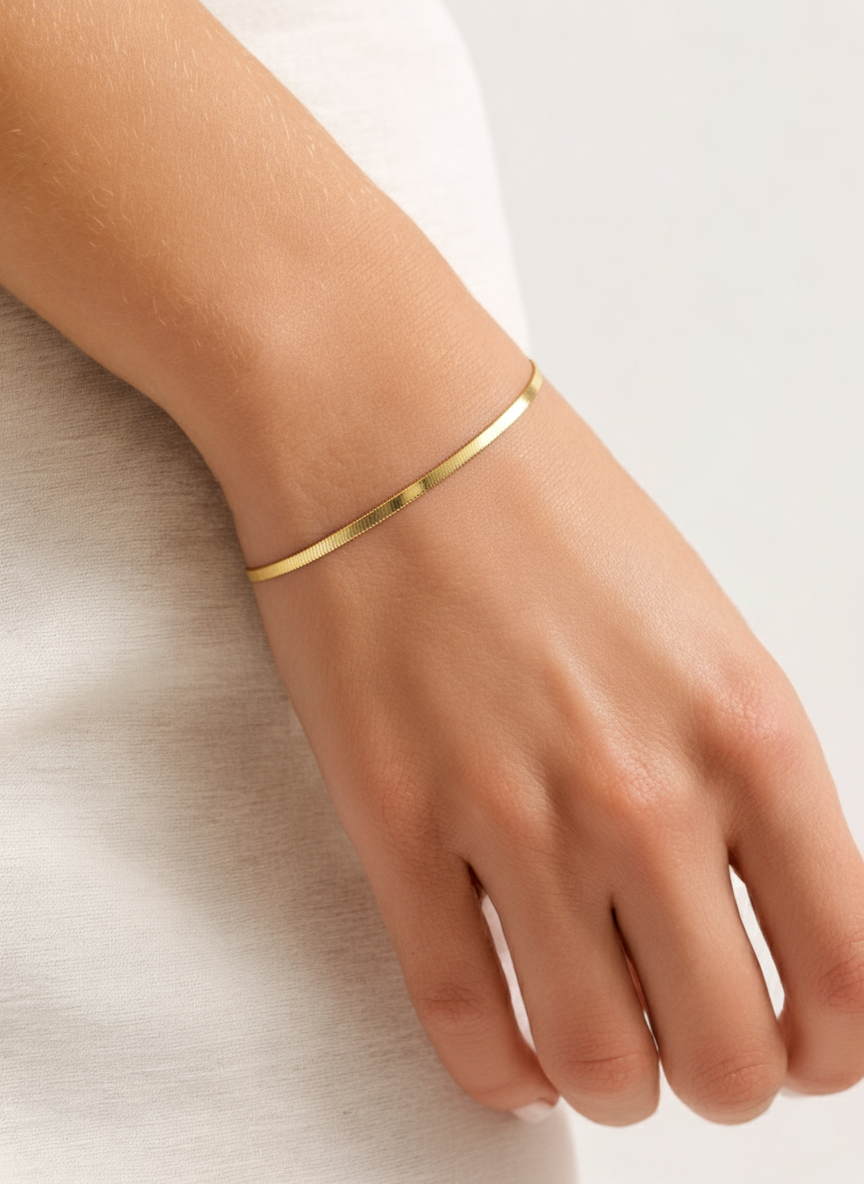 Petite Herringbone Snake Chain Bracelet